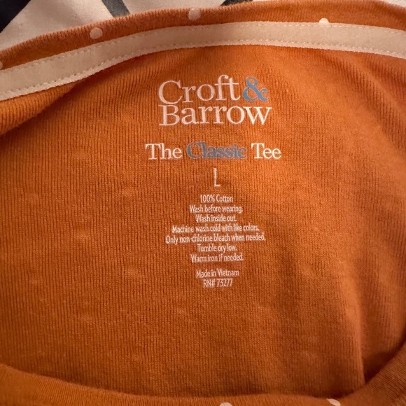 *CROFT & BARROW* Yellow x White Polka Dot Long Sleeve Shirt Size Large - Picture 6 of 6